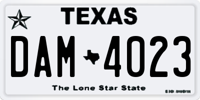 TX license plate DAM4023