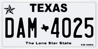 TX license plate DAM4025