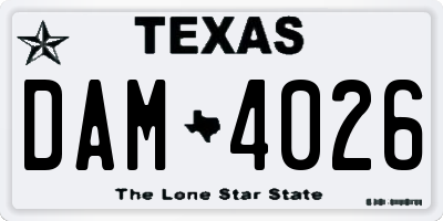 TX license plate DAM4026