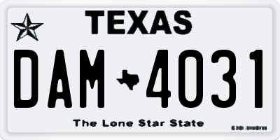 TX license plate DAM4031