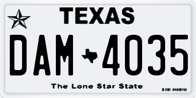 TX license plate DAM4035