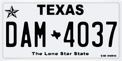 TX license plate DAM4037