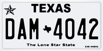 TX license plate DAM4042