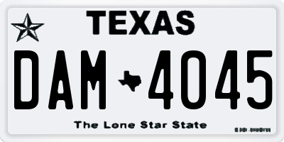 TX license plate DAM4045