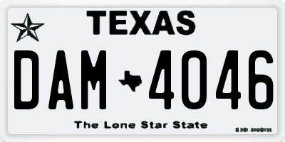 TX license plate DAM4046