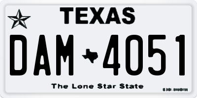 TX license plate DAM4051