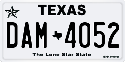 TX license plate DAM4052