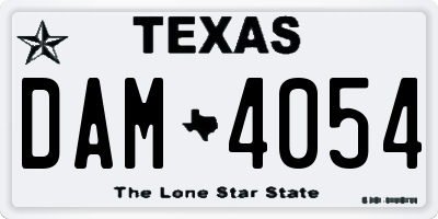 TX license plate DAM4054