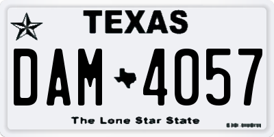 TX license plate DAM4057