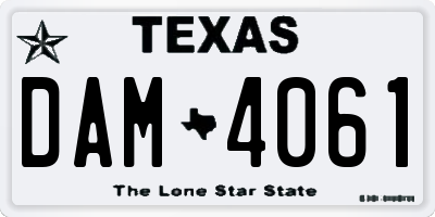 TX license plate DAM4061