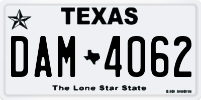 TX license plate DAM4062