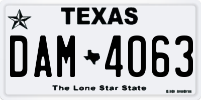 TX license plate DAM4063