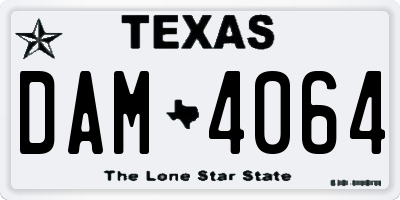 TX license plate DAM4064