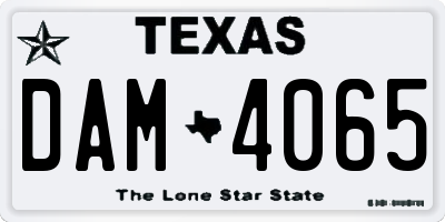 TX license plate DAM4065