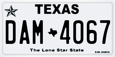 TX license plate DAM4067