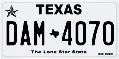 TX license plate DAM4070