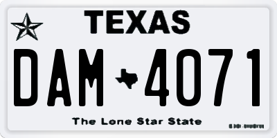 TX license plate DAM4071