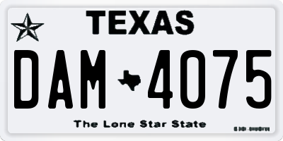 TX license plate DAM4075