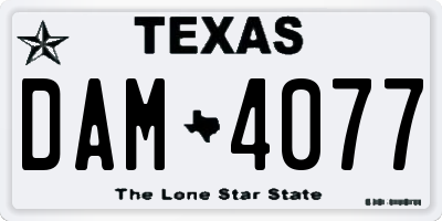 TX license plate DAM4077