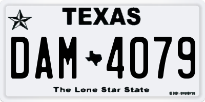 TX license plate DAM4079