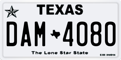 TX license plate DAM4080