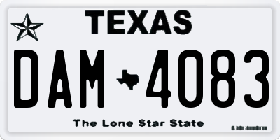 TX license plate DAM4083