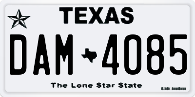 TX license plate DAM4085