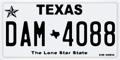 TX license plate DAM4088
