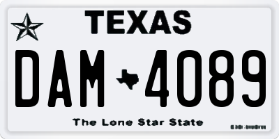 TX license plate DAM4089