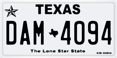 TX license plate DAM4094