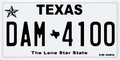 TX license plate DAM4100