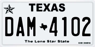 TX license plate DAM4102