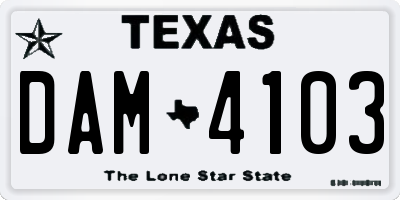 TX license plate DAM4103