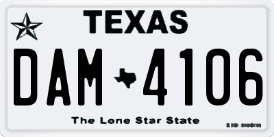 TX license plate DAM4106
