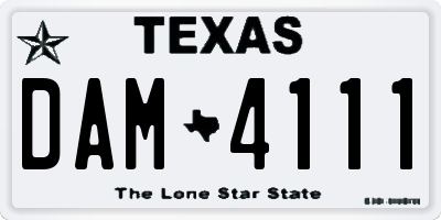 TX license plate DAM4111