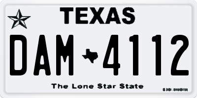 TX license plate DAM4112
