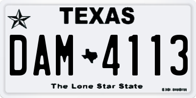 TX license plate DAM4113