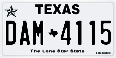 TX license plate DAM4115