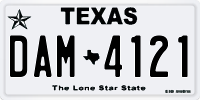 TX license plate DAM4121