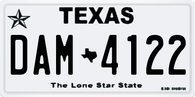 TX license plate DAM4122