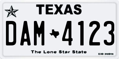 TX license plate DAM4123