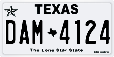 TX license plate DAM4124