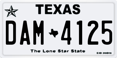 TX license plate DAM4125