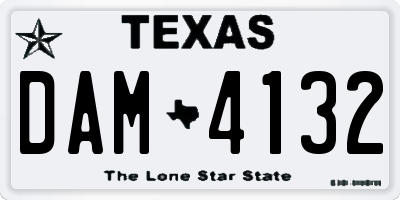 TX license plate DAM4132