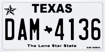 TX license plate DAM4136