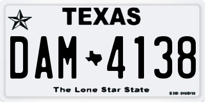 TX license plate DAM4138