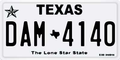 TX license plate DAM4140