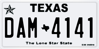 TX license plate DAM4141