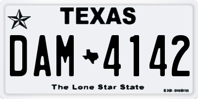 TX license plate DAM4142
