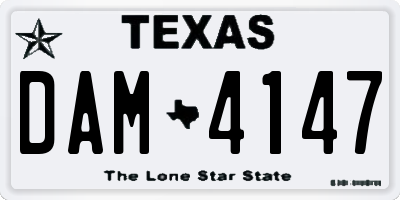TX license plate DAM4147